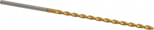 Taper Length Drill Bit: 0.1015″ Dia, 130 ° TiN Finish, RH Cut, Parabolic Flute, Straight Shank, Series 668