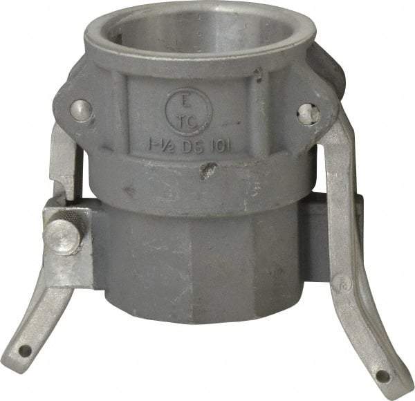 EVER-TITE Coupling Products - 1-1/2" Aluminum Cam & Groove Suction & Discharge Hose Female Coupler Female NPT Thread - Part D, 1-1/2" Lock-On Thread, 250 Max psi - Americas Industrial Supply