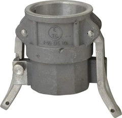 EVER-TITE Coupling Products - 1-1/2" Aluminum Cam & Groove Suction & Discharge Hose Female Coupler Female NPT Thread - Part D, 1-1/2" Lock-On Thread, 250 Max psi - Americas Industrial Supply
