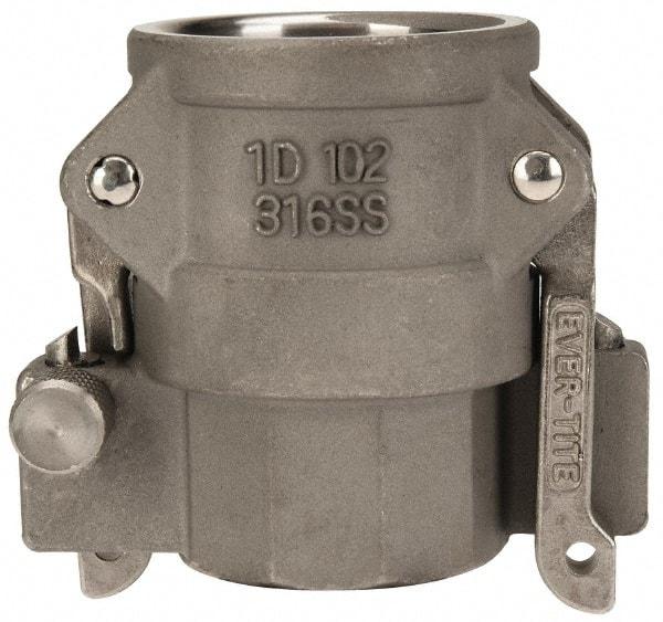 EVER-TITE Coupling Products - 1" Stainless Steel Cam & Groove Suction & Discharge Hose Female Coupler Female NPT Thread - Part D, 1" Lock-On Thread, 250 Max psi - Americas Industrial Supply