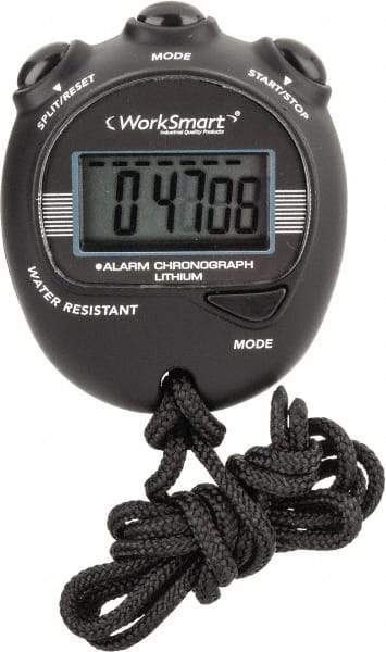 Value Collection - Water Resistant Digital Stopwatch - 3V Lithium Battery, Back Lit, Black - Americas Industrial Supply