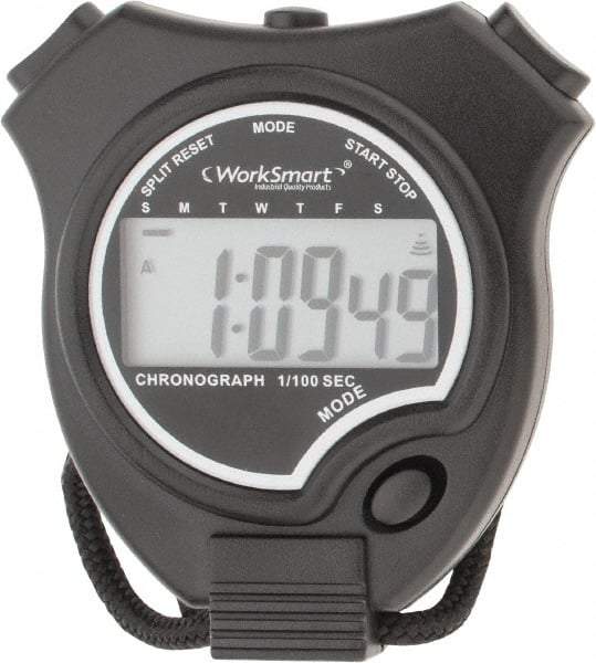 Value Collection - Digital Stopwatch with Split Counter - LR44, Back Lit, Black - Americas Industrial Supply