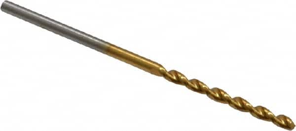 Guhring - 1.65mm 130° High Speed Steel Jobber Drill - TiN Finish, Right Hand Cut, Parabolic Flute, Straight Shank, 1-11/16" OAL, Standard Point - Americas Industrial Supply