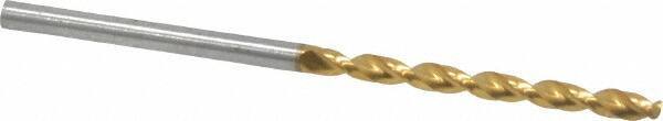 Guhring - 2.75mm 130° High Speed Steel Jobber Drill - TiN Finish, Right Hand Cut, Parabolic Flute, Straight Shank, 2-13/32" OAL, Standard Point - Americas Industrial Supply
