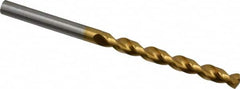 Guhring - 5.1mm 130° High Speed Steel Jobber Drill - TiN Finish, Right Hand Cut, Parabolic Flute, Straight Shank, 3-3/8" OAL, Standard Point - Americas Industrial Supply