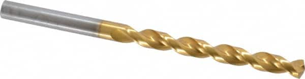 Guhring - 6.3mm 130° High Speed Steel Jobber Drill - TiN Finish, Right Hand Cut, Parabolic Flute, Straight Shank, 3-31/32" OAL, Standard Point - Americas Industrial Supply