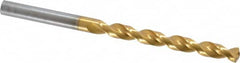 Guhring - 6.3mm 130° High Speed Steel Jobber Drill - TiN Finish, Right Hand Cut, Parabolic Flute, Straight Shank, 3-31/32" OAL, Standard Point - Americas Industrial Supply