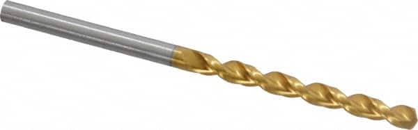 Guhring - 3.7mm 130° Cobalt Jobber Drill - TiN Finish, Right Hand Cut, Parabolic Flute, Straight Shank, 2-3/4" OAL, Standard Point - Americas Industrial Supply