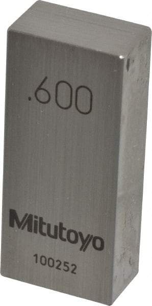 Mitutoyo - 0.6" Rectangular Steel Gage Block - Accuracy Grade 0, Includes Certificate of Inspection - Americas Industrial Supply