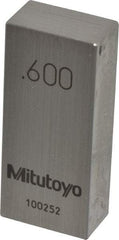 Mitutoyo - 0.6" Rectangular Steel Gage Block - Accuracy Grade 0, Includes Certificate of Inspection - Americas Industrial Supply