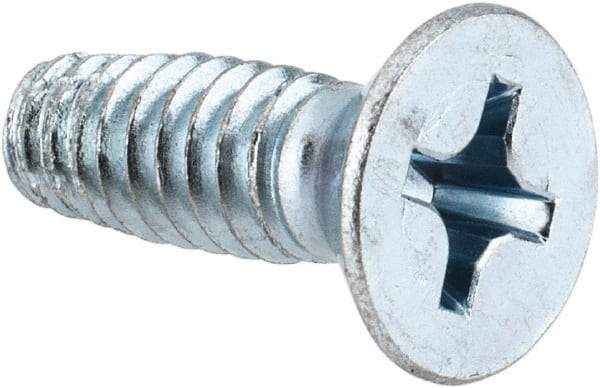 Value Collection - 1/4-20 UNC Thread, 3/4" OAL, Phillips Drive Steel Thread Cutting Screw - Flat Head, Grade 2, Point Type F, Zinc-Plated Finish - Americas Industrial Supply