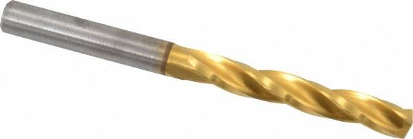 Guhring - 5.4mm 150° Solid Carbide Jobber Drill - TiN Finish, Right Hand Cut, Spiral Flute, Straight Shank, 2.598" OAL, Standard Point - Americas Industrial Supply