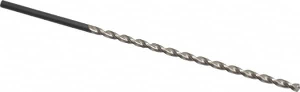 Extra Length Drill Bit: 0.1969″ Dia, 130 °, High Speed Steel Uncoated, 5.315″ Flute Length, Parabolic Flute, Straight-Cylindrical Shank, Series 502