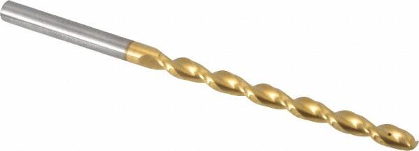 Guhring - #20 130° Solid Carbide Jobber Drill - TiN Finish, Right Hand Cut, Parabolic Flute, Straight Shank, 82.55mm OAL, Standard Point - Americas Industrial Supply