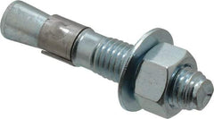 Red Head - 5/8" Diam, 5/8" Drill, 3-1/2" OAL, 3-15/32" Min Embedment Wedge Expansion Concrete Anchor - Grade 3 Steel, Zinc-Plated Finish, Tie Wire Head, 1-3/4" Thread Length - Americas Industrial Supply
