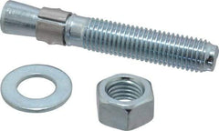 Red Head - 3/4" Diam, 3/4-10, 4-3/4" OAL, Grade 3, Wedge Expansion Concrete Anchor - Steel, Zinc Plated, 2-7/8" Thread Length, Tie Wire Head, 3/4" Drill - Americas Industrial Supply