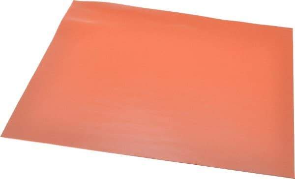 Made in USA - 12" Long, 12" Wide, 0.031" Thick, Silicone Rubber Foam Sheet - 20 Durometer, Orange-Red, -40 to 300°F, 650 psi Tensile Strength, Plain Backing, Stock Length - Americas Industrial Supply