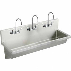 ELKAY - Stainless Steel Sinks Type: (3) Person Wash-Station w/Manual Faucet Outside Length: 72 (Inch) - Americas Industrial Supply