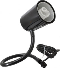 Made in USA - 24 Inch, Gooseneck, Coupler Mounted, Compact Fluorescent, Black, General Purpose Task Light - 23 Watt, 120 Volt, Nonmagnifying - Americas Industrial Supply