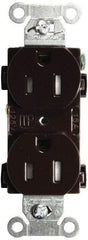 Hubbell Wiring Device-Kellems - 125 VAC, 15 Amp, 5-15R NEMA Configuration, Brown, Specification Grade, Self Grounding Duplex Receptacle - 1 Phase, 2 Poles, 3 Wire, Flush Mount, Tamper Resistant - Americas Industrial Supply