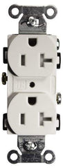 Hubbell Wiring Device-Kellems - 125 VAC, 20 Amp, 5-20R NEMA Configuration, White, Specification Grade, Self Grounding Duplex Receptacle - 1 Phase, 2 Poles, 3 Wire, Flush Mount, Tamper Resistant - Americas Industrial Supply