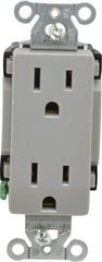 Hubbell Wiring Device-Kellems - 125 VAC, 15 Amp, 5-15R NEMA Configuration, Gray, Specification Grade, Self Grounding Duplex Receptacle - 1 Phase, 2 Poles, 3 Wire, Flush Mount - Americas Industrial Supply