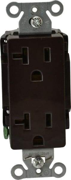 Hubbell Wiring Device-Kellems - 125 VAC, 20 Amp, 5-20R NEMA Configuration, Brown, Specification Grade, Self Grounding Duplex Receptacle - 1 Phase, 2 Poles, 3 Wire, Flush Mount - Americas Industrial Supply