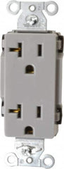 Hubbell Wiring Device-Kellems - 125 VAC, 20 Amp, 5-20R NEMA Configuration, Gray, Specification Grade, Self Grounding Duplex Receptacle - 1 Phase, 2 Poles, 3 Wire, Flush Mount - Americas Industrial Supply