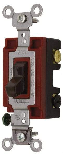 Hubbell Wiring Device-Kellems - 3 Pole, 120 to 277 VAC, 15 Amp, Industrial Grade, Toggle, Wall and Dimmer Light Switch - 1-5/16 Inch Wide x 4-1/16 Inch High - Americas Industrial Supply