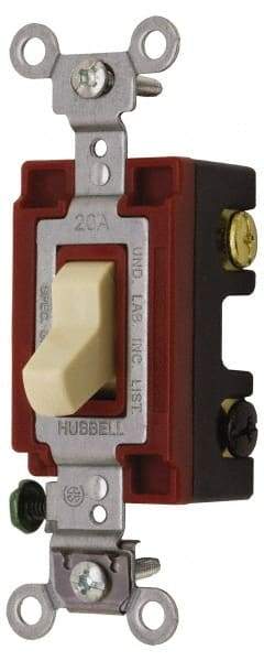 Hubbell Wiring Device-Kellems - 3 Pole, 120 to 277 VAC, 15 Amp, Industrial Grade, Toggle, Wall and Dimmer Light Switch - 1-5/16 Inch Wide x 4-1/16 Inch High - Americas Industrial Supply