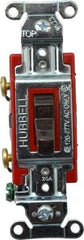 Hubbell Wiring Device-Kellems - 2 Pole, 120 to 277 VAC, 20 Amp, Industrial Grade, Toggle, Wall and Dimmer Light Switch - 1-5/16 Inch Wide x 4-1/16 Inch High - Americas Industrial Supply