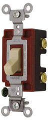 Hubbell Wiring Device-Kellems - 2 Pole, 120 to 277 VAC, 20 Amp, Industrial Grade, Toggle, Wall and Dimmer Light Switch - 1-5/16 Inch Wide x 4-1/16 Inch High - Americas Industrial Supply