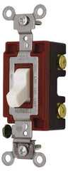 Hubbell Wiring Device-Kellems - 2 Pole, 120 to 277 VAC, 20 Amp, Industrial Grade, Toggle, Wall and Dimmer Light Switch - 1-5/16 Inch Wide x 4-1/16 Inch High - Americas Industrial Supply