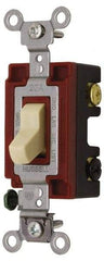 Hubbell Wiring Device-Kellems - 4 Pole, 120 to 277 VAC, 20 Amp, Industrial Grade, Toggle, Wall and Dimmer Light Switch - 1-5/16 Inch Wide x 4-1/16 Inch High - Americas Industrial Supply