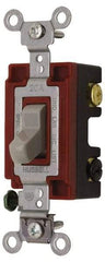 Hubbell Wiring Device-Kellems - 4 Pole, 120 to 277 VAC, 20 Amp, Industrial Grade, Toggle, Wall and Dimmer Light Switch - 1-5/16 Inch Wide x 4-1/16 Inch High - Americas Industrial Supply