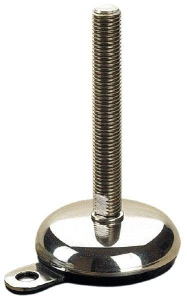 Sunnex - 3/4-10 Bolt Thread, 0.87" High Hygienic Anchoring Stud Mount Leveling Pad & Mount - 1,770 Max Lb Capacity, 2.95" Base Diam, 6" Thread Length - Americas Industrial Supply