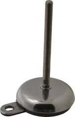 Sunnex - 1/2-13 Bolt Thread, 1.26" High Hygienic Anchoring Stud Mount Leveling Pad & Mount - 2,200 Max Lb Capacity, 3.94" Base Diam, 6" Thread Length - Americas Industrial Supply