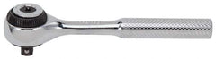 Proto - 1/4" Drive Round Head Standard Ratchet - Chrome Finish, 4-1/2" OAL, 72 Gear Teeth, Standard Knurled Handle, Standard Head - Americas Industrial Supply