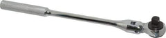 Proto - 3/8" Drive Round Head Quick-Release Ratchet - Chrome Finish, 8-1/2" OAL, 72 Gear Teeth, Standard Knurled Handle, Flex with Speed Ring Head - Americas Industrial Supply