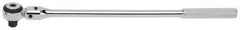 Proto - 1/2" Drive Round Head Quick-Release Ratchet - Chrome Finish, 16-7/8" OAL, 72 Gear Teeth, Standard Knurled Handle, Flex with Speed Ring Head - Americas Industrial Supply