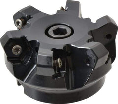 Kennametal - 2-1/2" Cut Diam, 3" Arbor Hole, 4.51mm Max Depth of Cut, 45° Indexable Chamfer & Angle Face Mill - 6 Inserts, HNGJ 535-GD Insert, Right Hand Cut, 6 Flutes, Through Coolant, Series KSHR - Americas Industrial Supply
