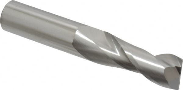 SGS - 5/8", 1-5/8" LOC, 5/8" Shank Diam, 3-3/4" OAL, 2 Flute, Solid Carbide Square End Mill - Single End, Uncoated, Spiral Flute, 35° Helix, Centercutting, Right Hand Cut, Right Hand Flute, Series 47 - Americas Industrial Supply