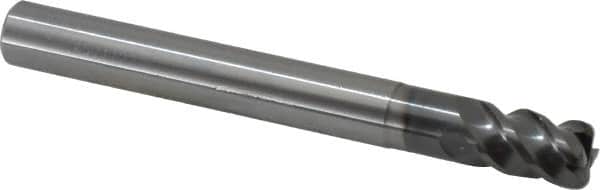 OSG - 12mm, 4 Flute, Single End, Solid Carbide, 2mm Corner Radius End Mill - 110mm OAL, 45° Helix, Right Hand Flute, 18mm LOC, Right Hand Cut, 36mm Extended Reach - Americas Industrial Supply