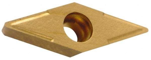 Everede Tool - CDCD15 Grade MC32 Carbide Boring Insert - TiN Finish, 80° Diamond, 15° Relief Angle, 5/32" Inscr Circle, 0.04" Thick, 1/64" Corner Radius - Americas Industrial Supply