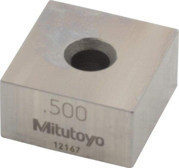 Mitutoyo - 0.5" Square Steel Gage Block - Accuracy Grade 0, Includes Certificate of Inspection - Americas Industrial Supply