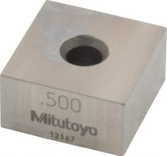 Mitutoyo - 0.5" Square Steel Gage Block - Accuracy Grade 0, Includes Certificate of Inspection - Americas Industrial Supply