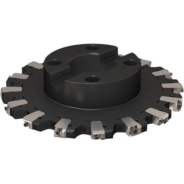 Seco - Shell Mount Connection, 17/32" Cutting Width, 58.98mm Depth of Cut, 250mm Cutter Diam, 60mm Hole Diam, 8 Tooth Indexable Slotting Cutter - R335.25 Toolholder, XNHQ 1407 Insert, Right Hand Cutting Direction - Americas Industrial Supply