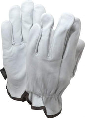 MCR Safety - Size L (9) Grain Goatskin General Protection Work Gloves - For Work & Driver, Uncoated, Slip-On Cuff, Full Fingered, White/Brown, Paired - Americas Industrial Supply
