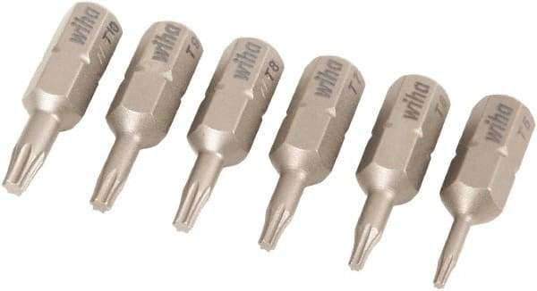 Wiha - 6 Piece, 1/4" Drive Screwdriver Torx Insert Bit Set - T5 to T10 Torx - Americas Industrial Supply