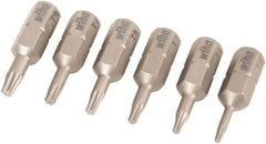 Wiha - 6 Piece, 1/4" Drive Screwdriver Torx Insert Bit Set - T5 to T10 Torx - Americas Industrial Supply